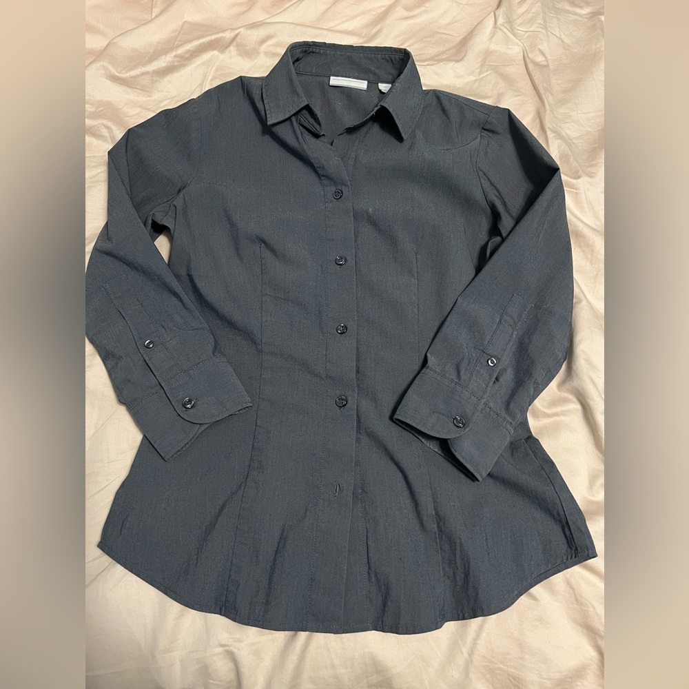 New York & Company Charcoal Blouse Size XS
